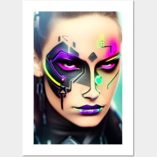 Enhanced Cyberpunk Woman Posters and Art